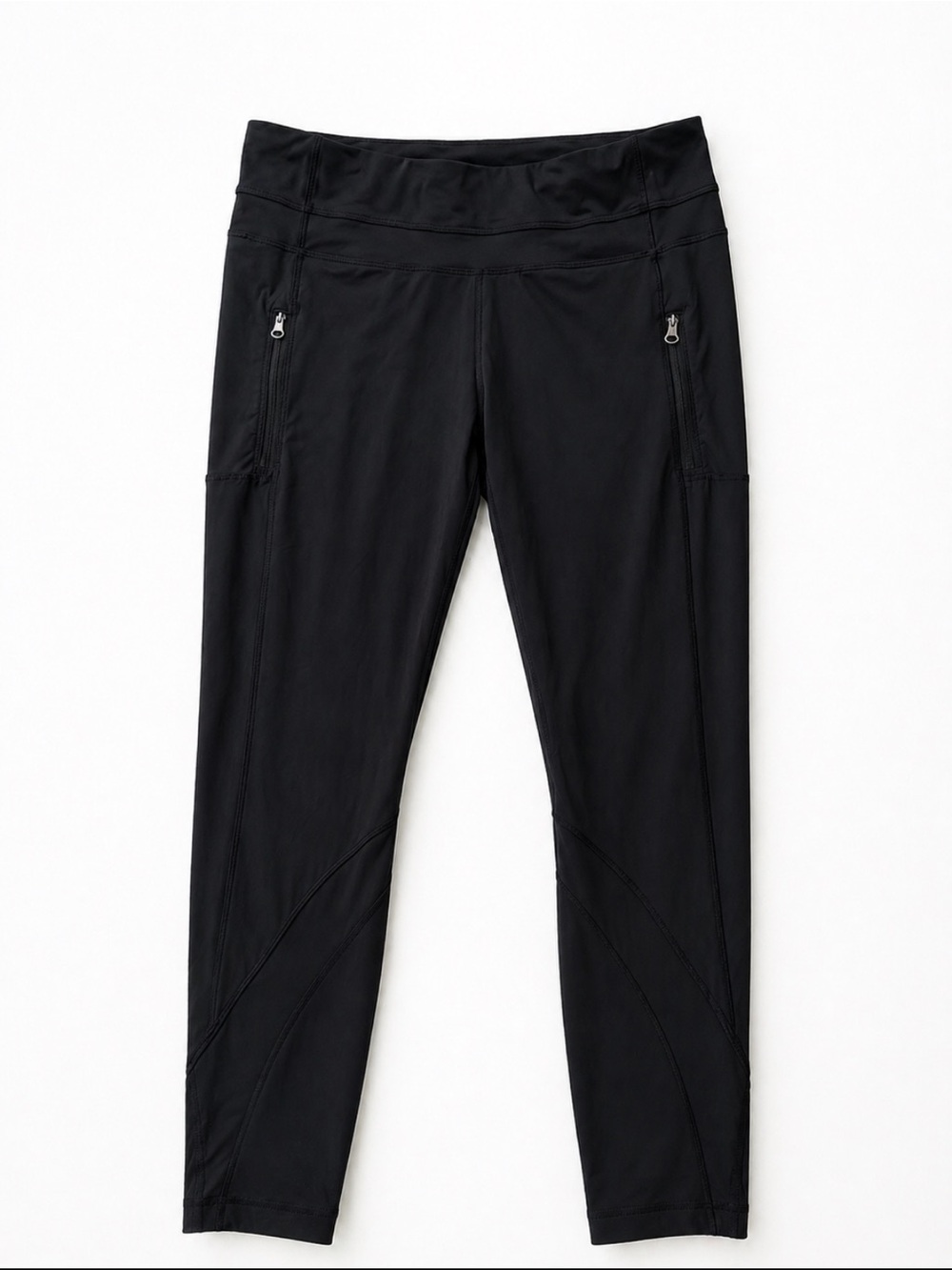Lululemon Black High Rise Leggings Zip Pocket Mesh Ankle Cropped Athletic Pants